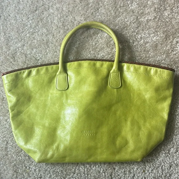 CLAUDIA FIRENZE bright Green Spacious inside medium bag / tote . Italy - Picture 2 of 15